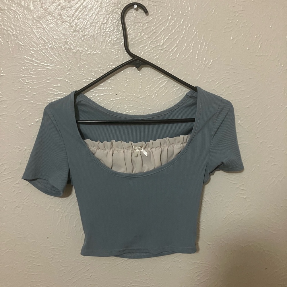 Blue White Truffle Crop-Top